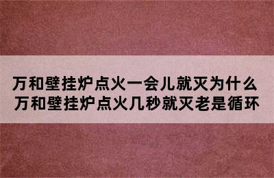 万和壁挂炉点火一会儿就灭为什么 万和壁挂炉点火几秒就灭老是循环